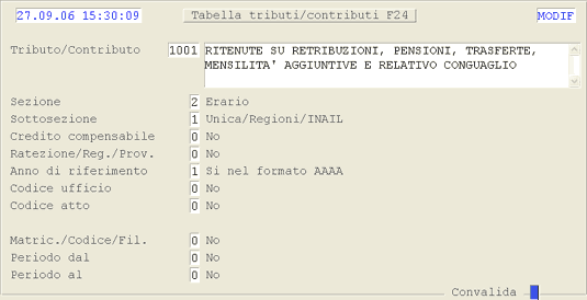 Tabella Tributi/Contributi F24