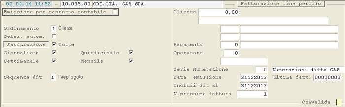 Emissione Fatture differite in modalit� standard: videata di selezione