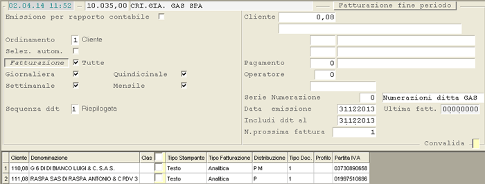 Emissione Fatture differite in modalit� standard: visualizzazione Clienti