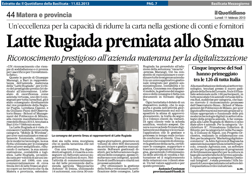 excarta Premio SMAU 2013 - Il Quotidiano Basilicata