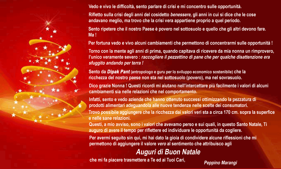 Il Natale del ritorno ai valori, veri.